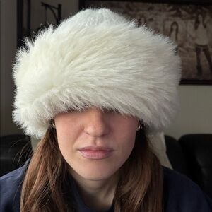 Aris Cream Knit Hat with Faux Fur Trim